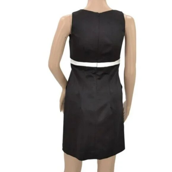 Odessa Black White Color Block Ribbon Bow Satin Shift Sheath Mini Dress XS 2 - Picture 4 of 6